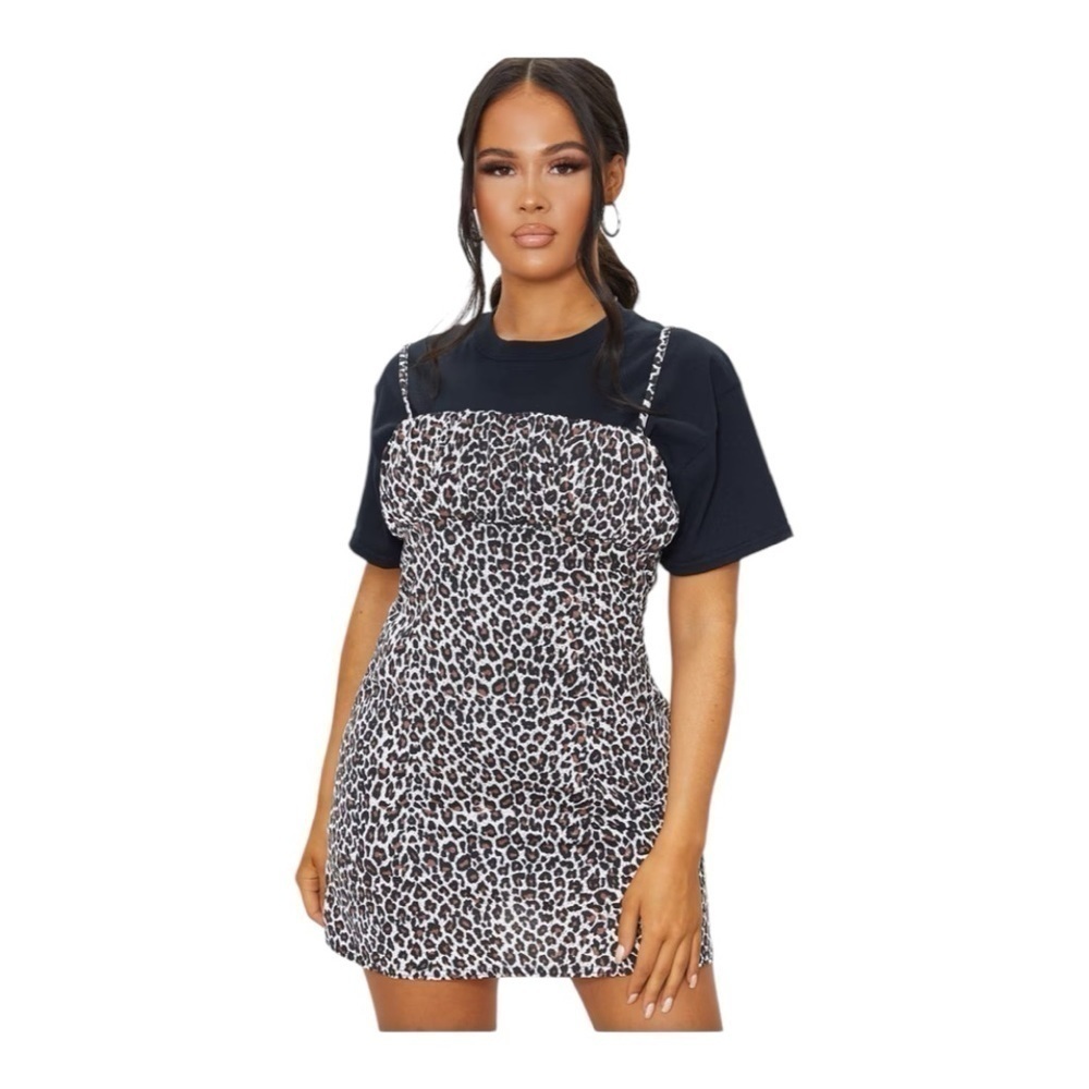 NWT-PRETTYLITTLETHING-LEOPARD PRINT DRESS-SIZE 8